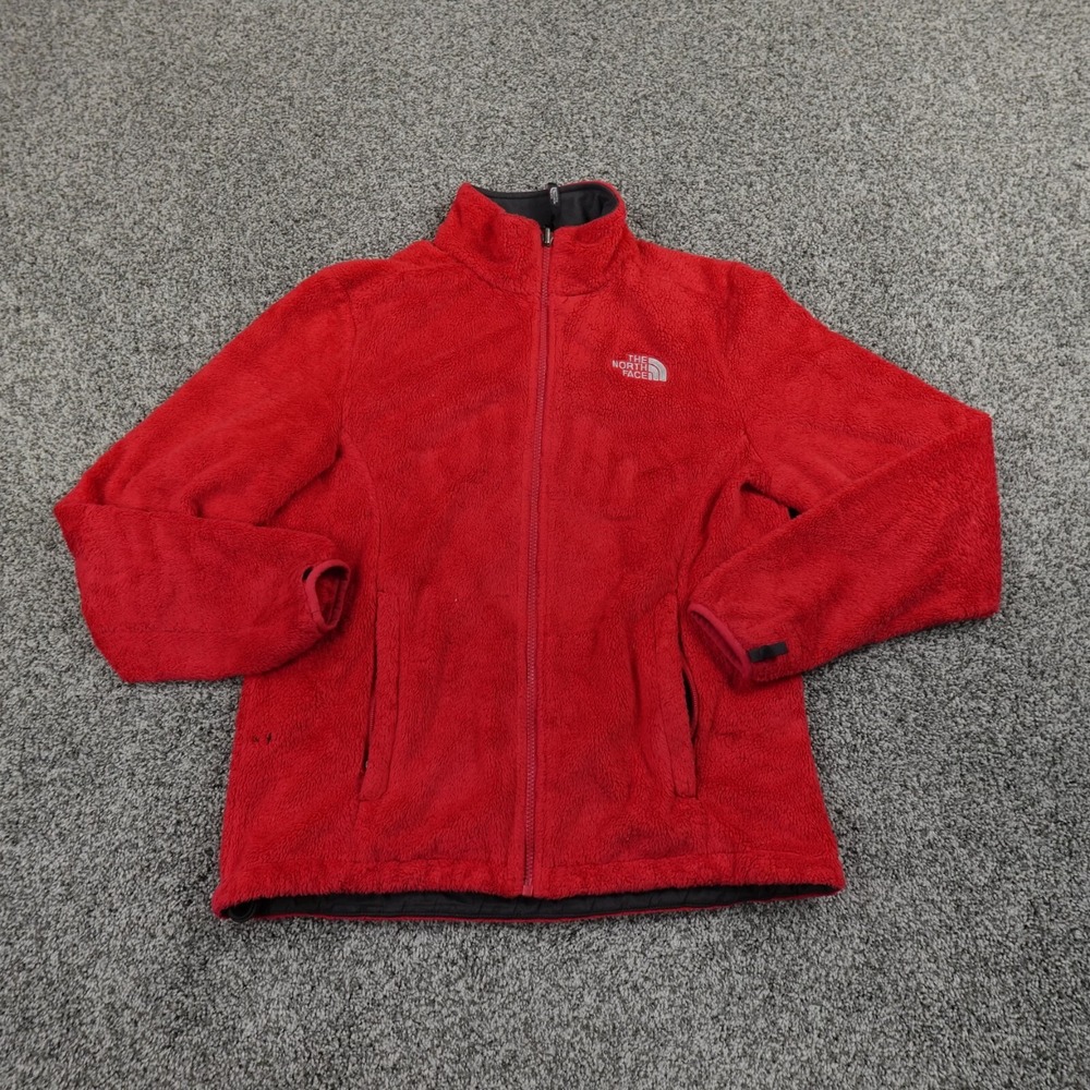 North Face Jacket Womens M‎ Red Osito 2 Fleece Fuzzy Teddy High Pile Zip Sweater
